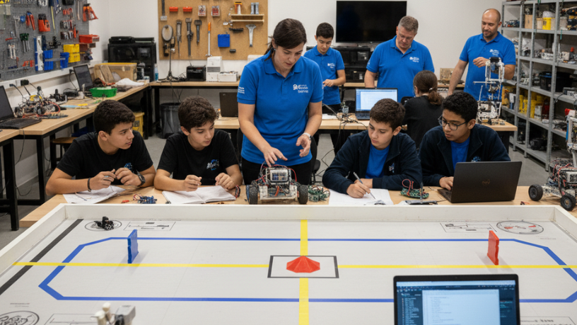 Sérgio Bento De Araújo destaca que treinar equipes de robótica requer cooperação, prática constante e resolução criativa de problemas.