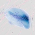 Representação abstrata de conexões entre neurônios em uma rede neural, em tons suaves.