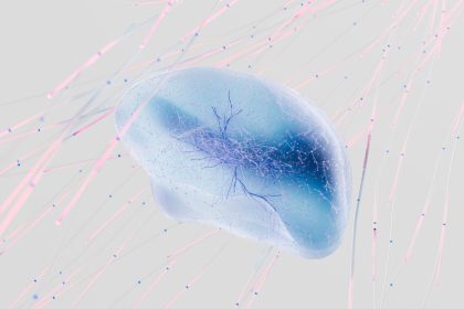 Representação abstrata de conexões entre neurônios em uma rede neural, em tons suaves.